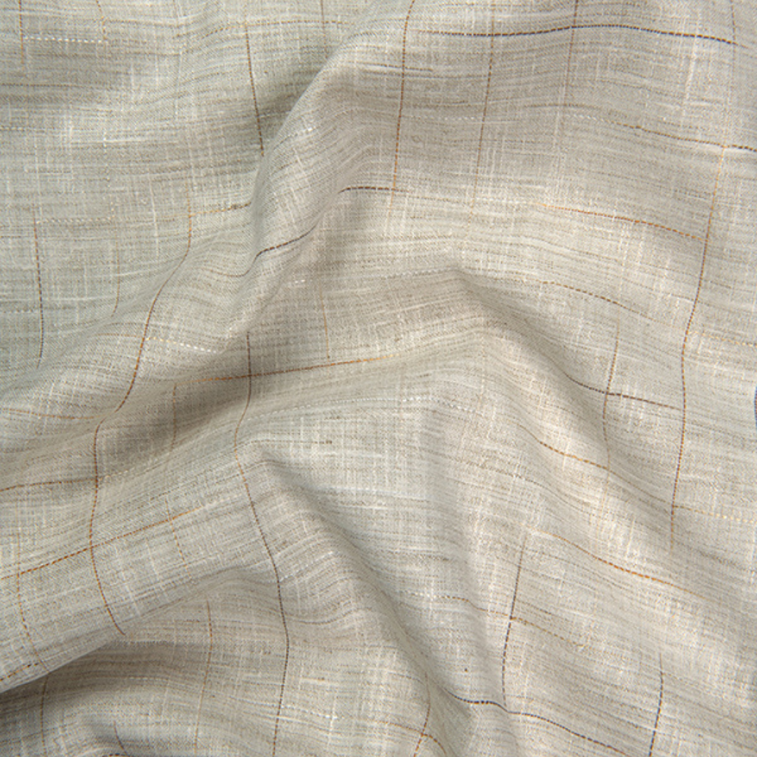 Mofatlal Khadi Cream with Checks Shirts for Men