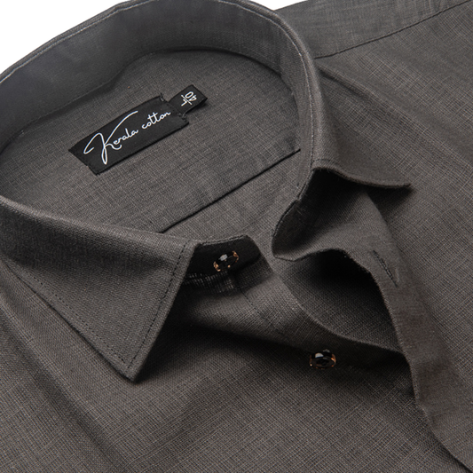 Dark Grey Colour Blended Linen Shirts for Men