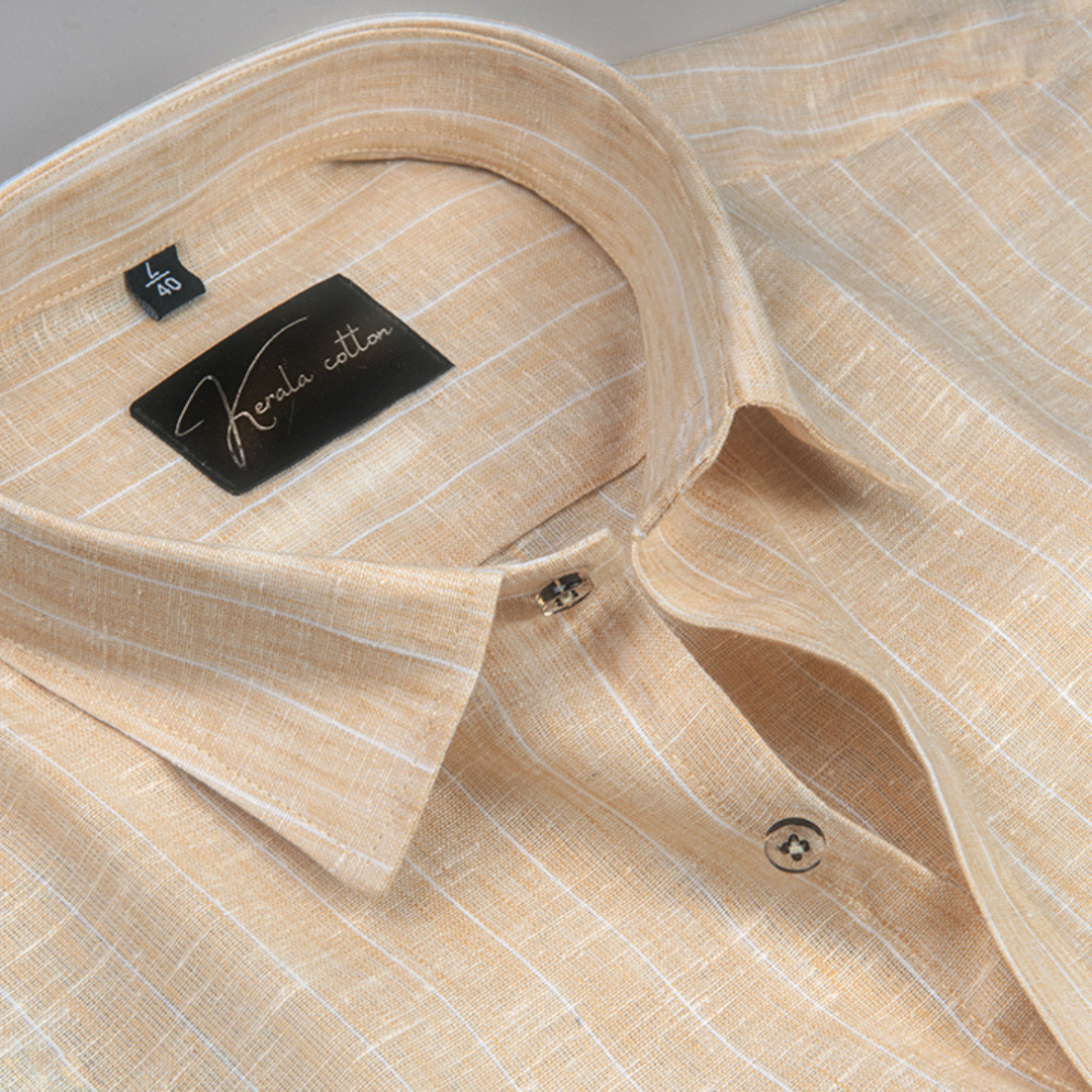 Euro Linen Light Orange with White Lining Shirts for Men