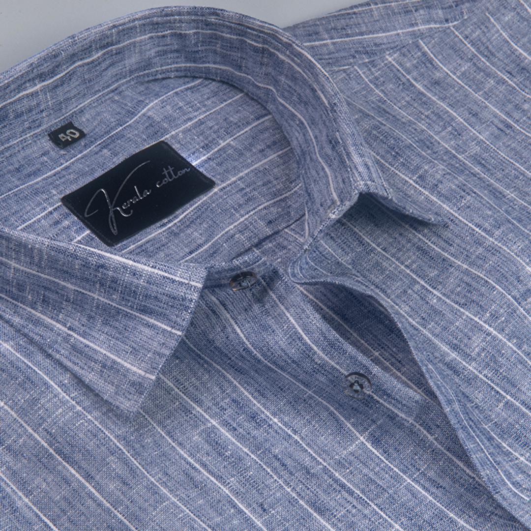 Euro Linen Blue with White Lining Shirts for Men