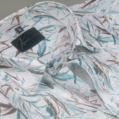 Linen Prime White with Rama Gray Sparkle Print Shirts for Men