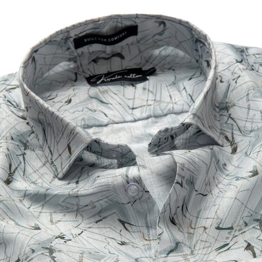 Linen white with gray sparkle print shirts