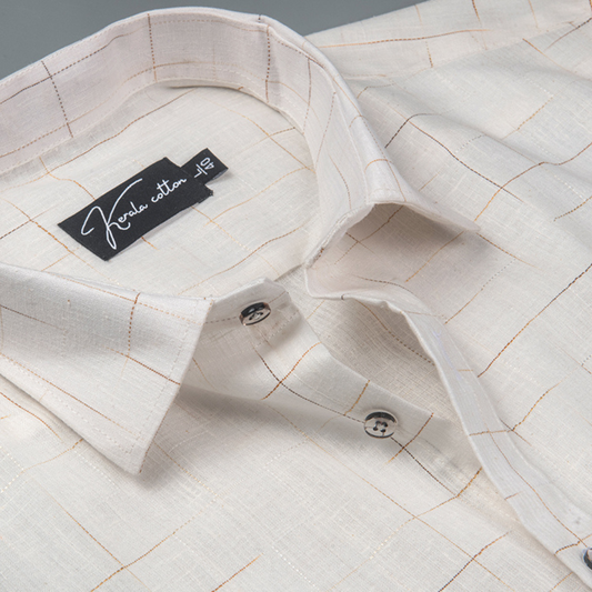 Mofatlal Khadi White Checks Shirts for Men