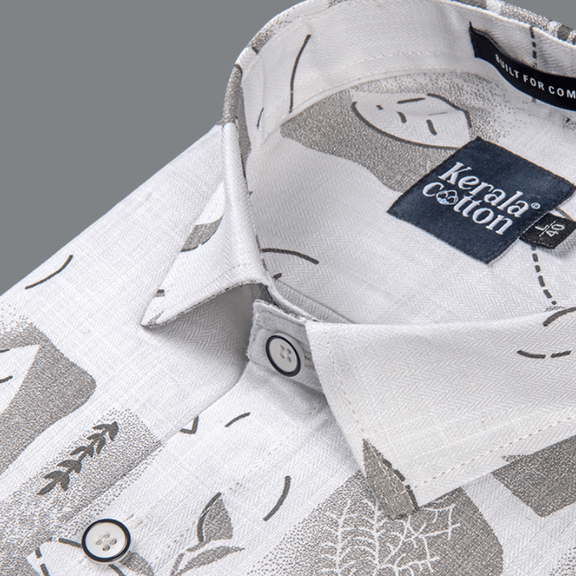 Turkey Linen White With Grey Square Print