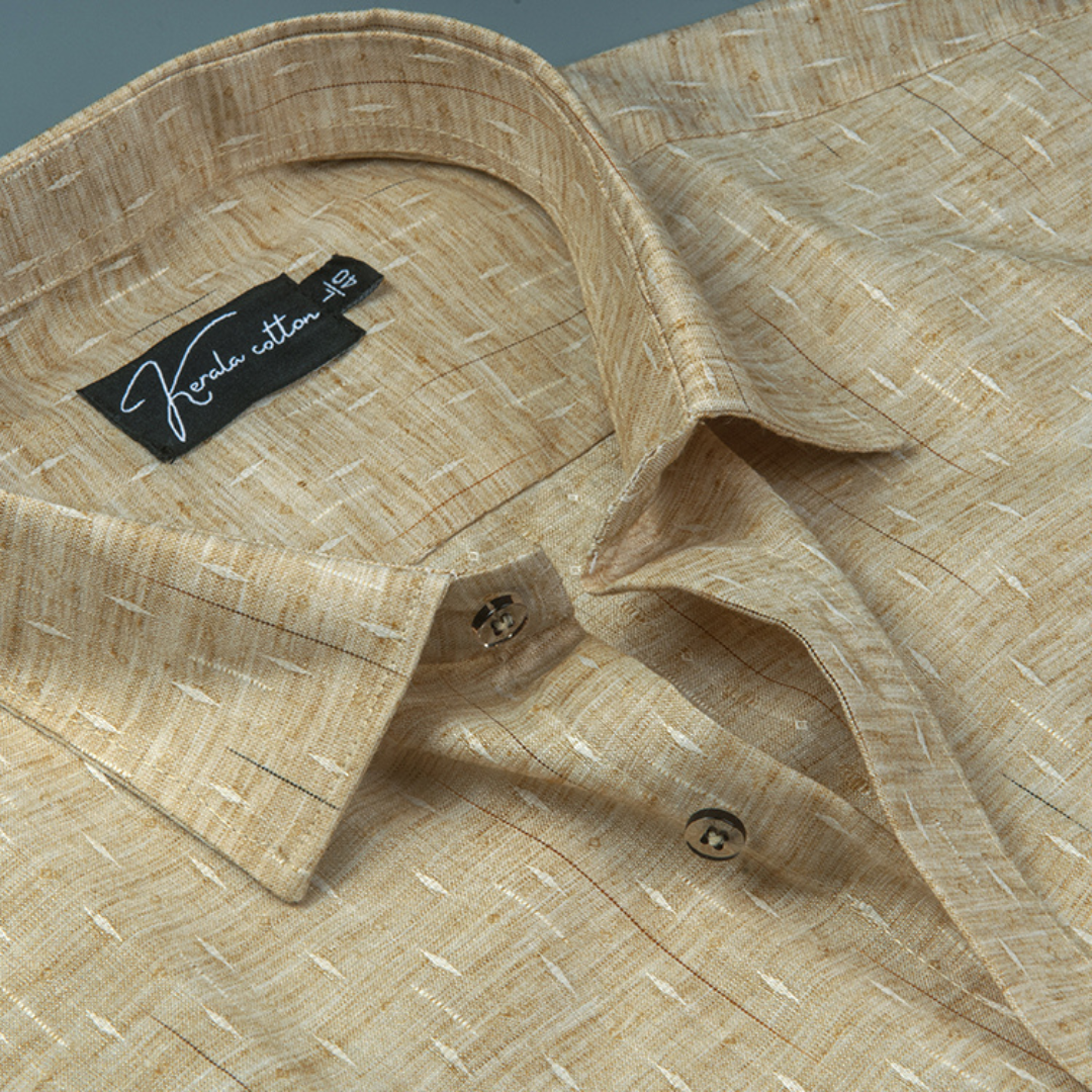 Mofatlal Butta Khadi Golden Fone Colour Shirts for Men