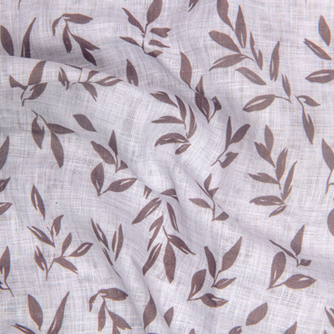 Linen Prime White with Brown Batel Print Shirts for Men