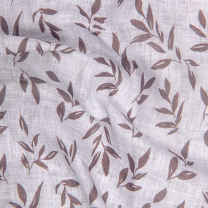 Linen Prime White with Brown Batel Print Shirts for Men
