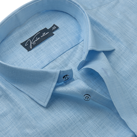 Light Sky Blue Colour Blended Linen Shirts for Men