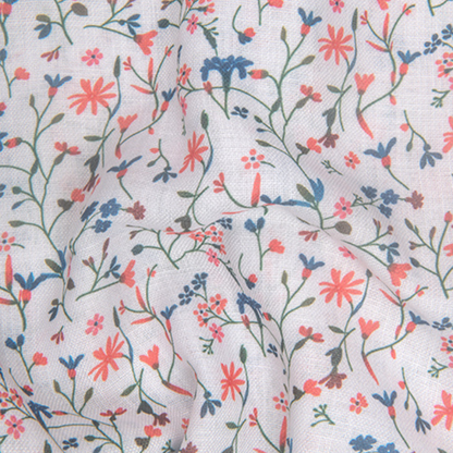 Rusiyano Linen White with Red Blue Flower Print Shirts for Men