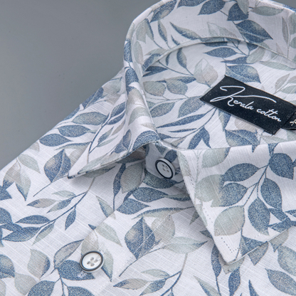 Linen Dark Grey Batel Print Shirts for Men