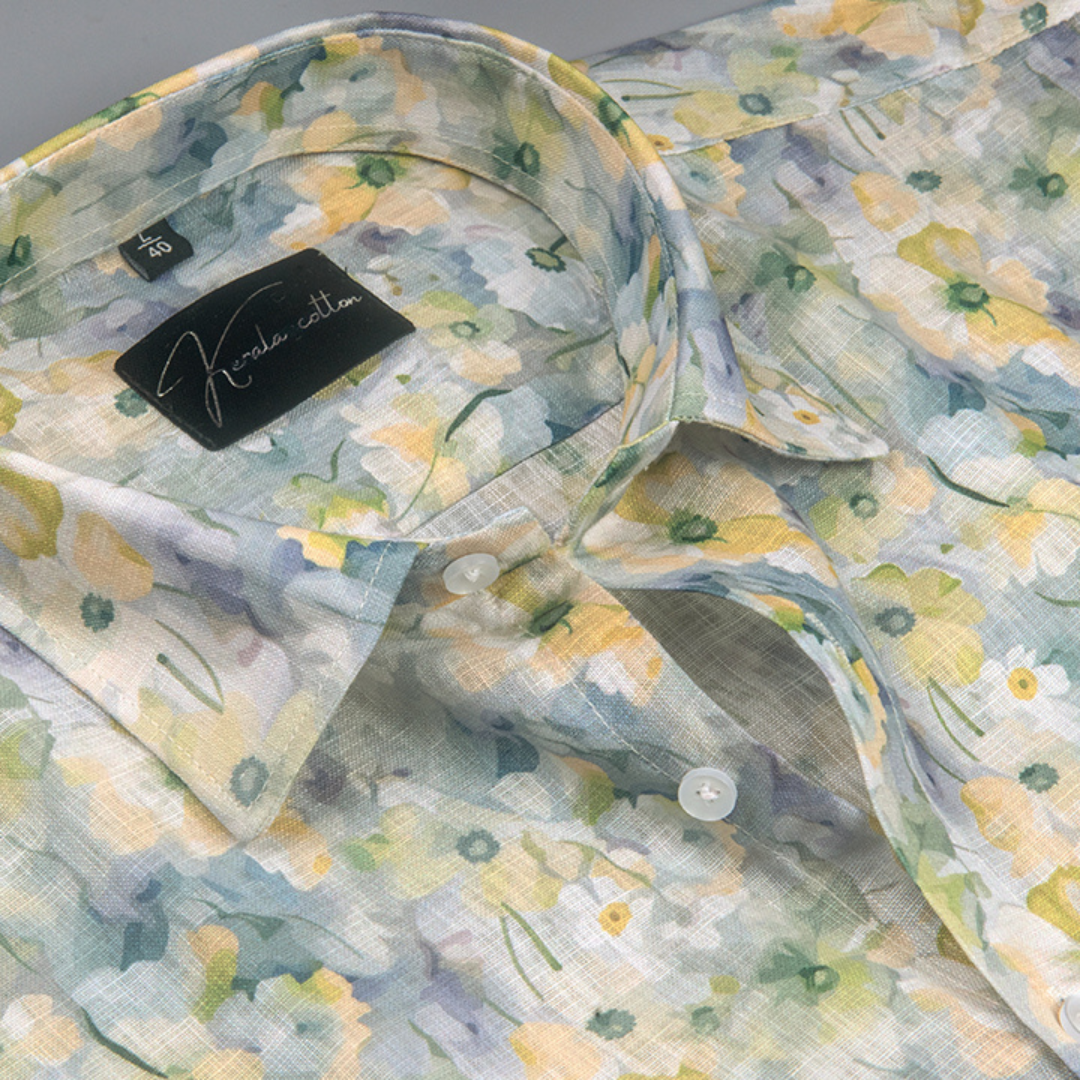 Linen Prime Multiple Colours Flowers Print Shirts for Men