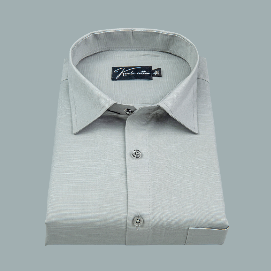Still Gray Colour Lining Texture Cotton Shirts for Men