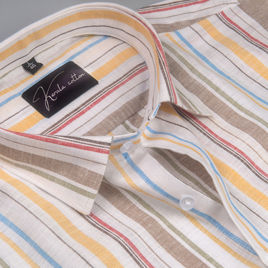 Oxford Multiple Brown White Strip Shirts for Men