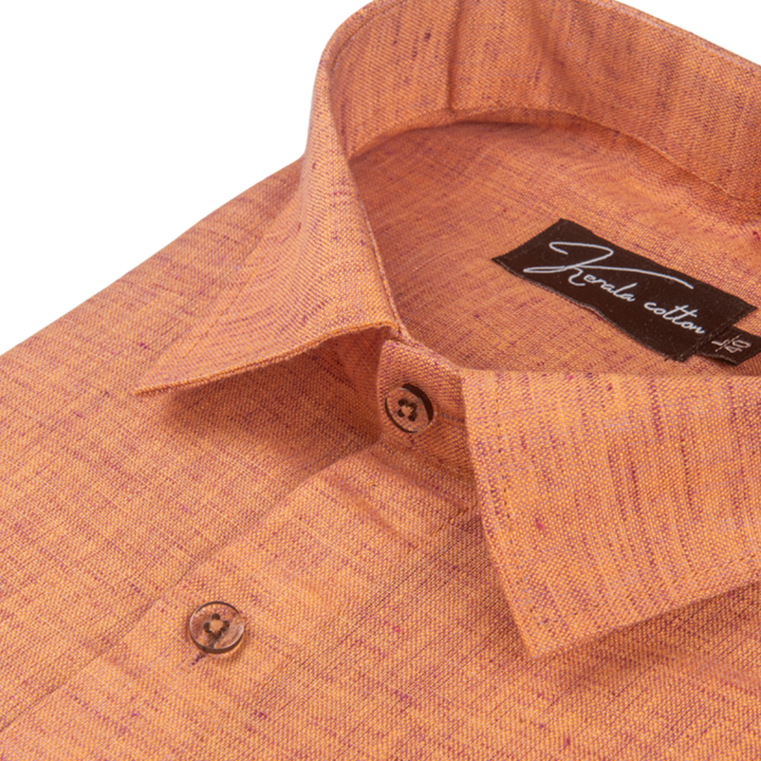Orange Colour Dual Tone Cotton Shirts for Men