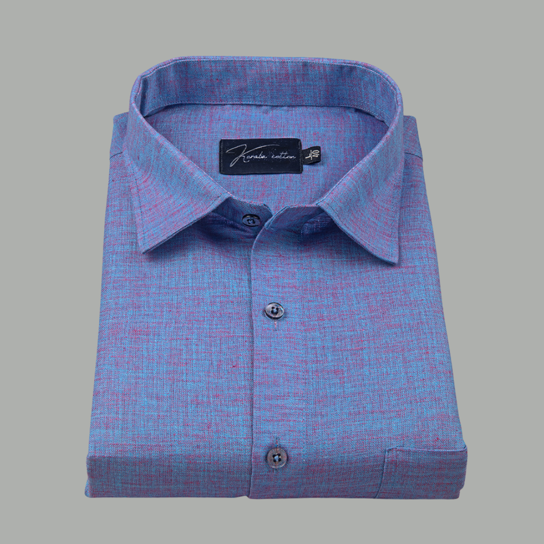 Linen New Wine Blue Mix Cotton Shirts