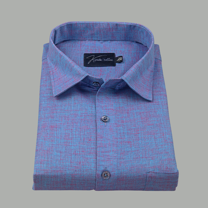 Linen New Wine Blue Mix Cotton Shirts