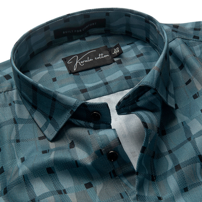 Digital blue colour Abstract print cotton shirts