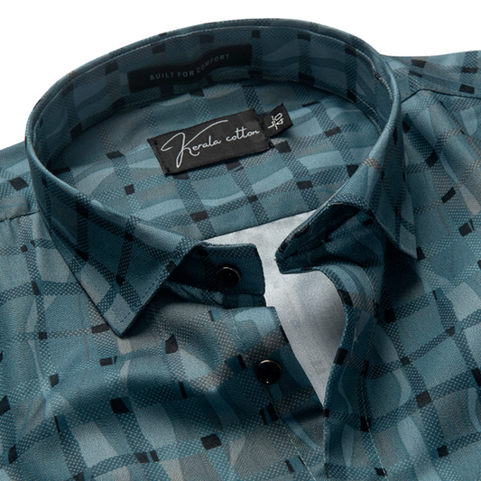 Digital blue colour Abstract print cotton shirts
