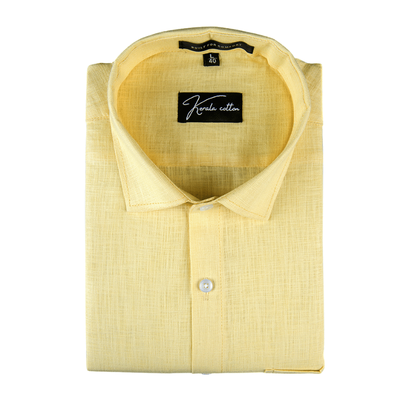 Light Yellow Colour Linen Cotton shirt for men