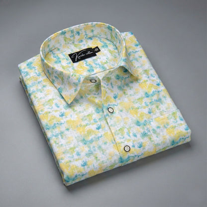 New Italian Linen Lemon with Rama Print Shirts for Men