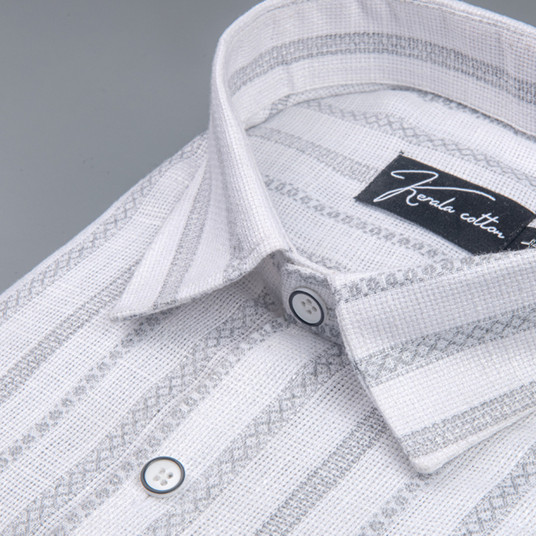 Jute Linen White with Grey Lining Shirts for Men