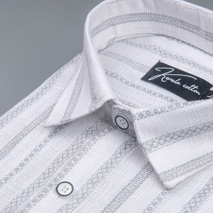 Jute Linen White with Grey Lining Shirts for Men
