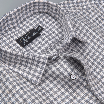 Jute linen Checks White with Grey Shirts for Men