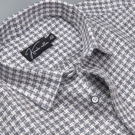 Jute linen Checks White with Grey Shirts for Men