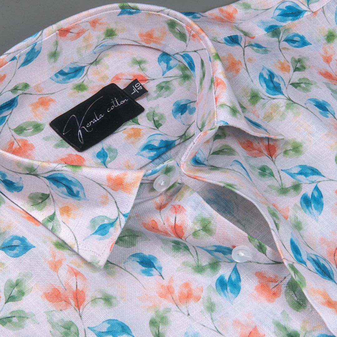 New Rusiyano Rama with Orange Flower Print Shirts for Men