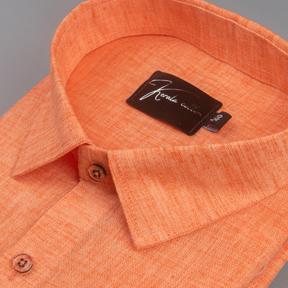Linen Dark Orange Colour Shirts for Men