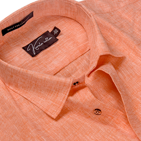 100 % Linen Prime Dark Orange Colour Shirts For Men