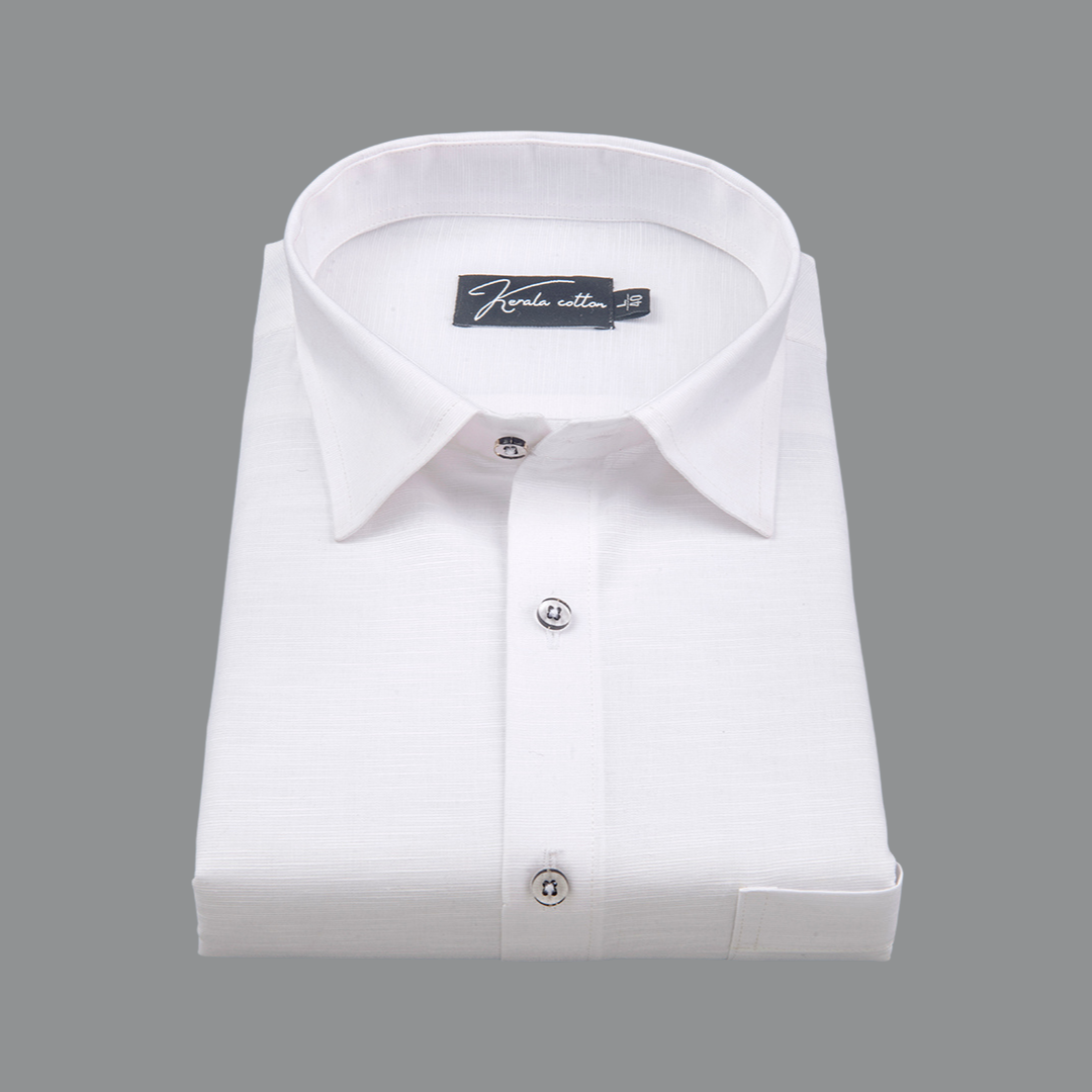 White Colour Lining Texture Cotton Shirts for Men