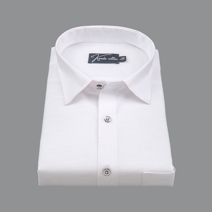 White Colour Lining Texture Cotton Shirts for Men