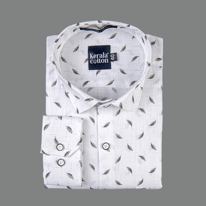 Turkey Linen White With Grey Blend Print Shirts
