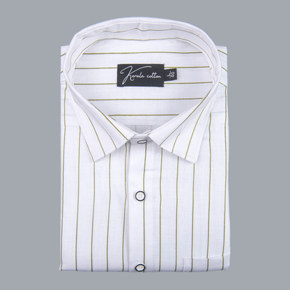 Turkey Linen White with Mahendi Lining Shirts for Men