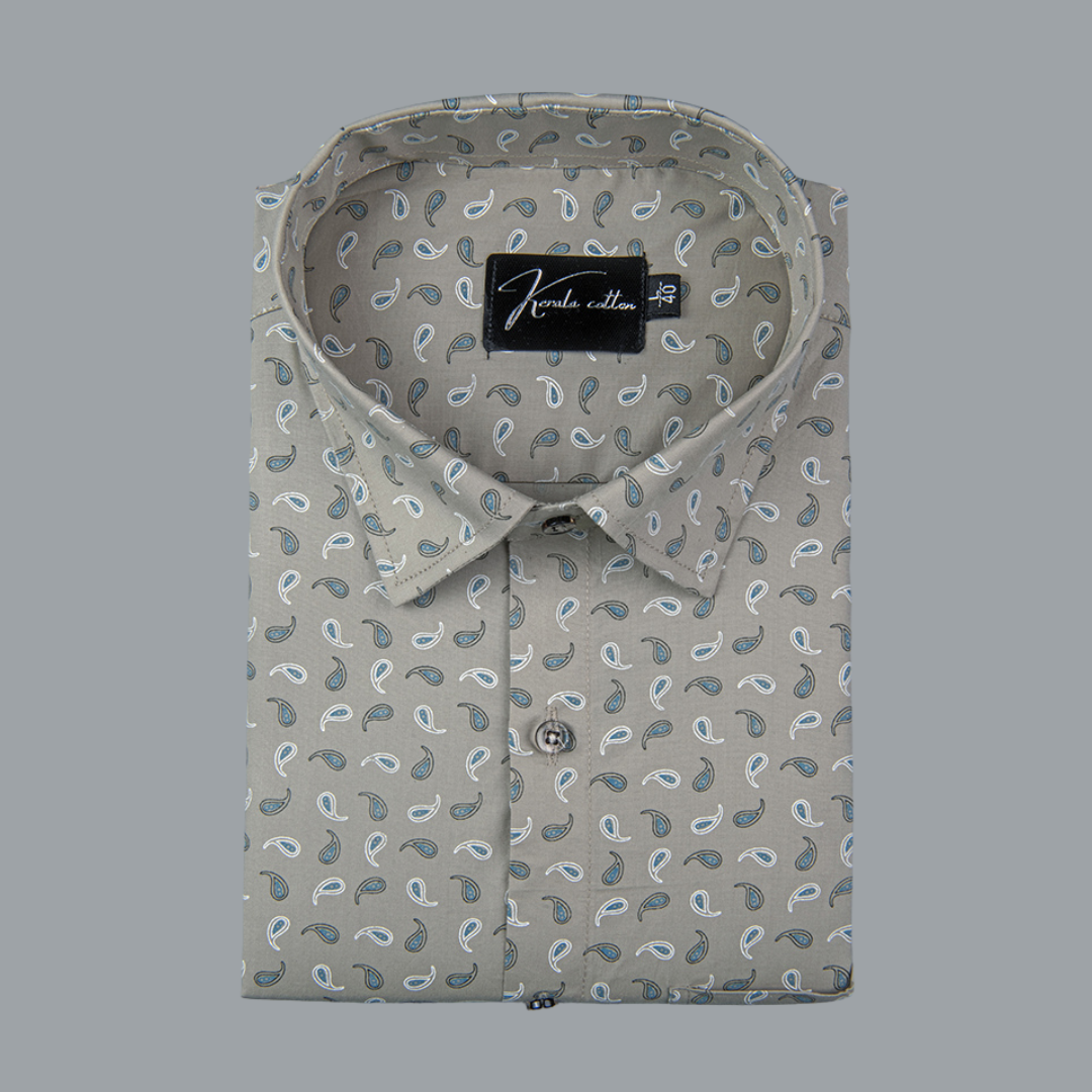 Trident Fone blue Print Cotton Shirts