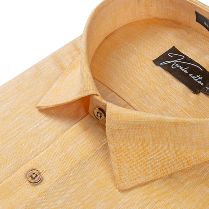 100% Linen Prime Mango Colour Shirts For Men