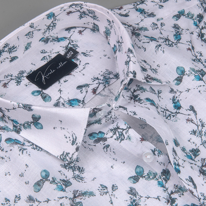 New Rusiyano White with Rama Flower Print Shirts for Men