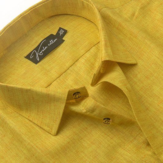Golden Yellow Colour Dual Tone Cotton Shirts for Men