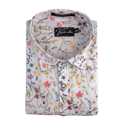 Italian Linen New Multi Mix Flower Print Shirts For Men