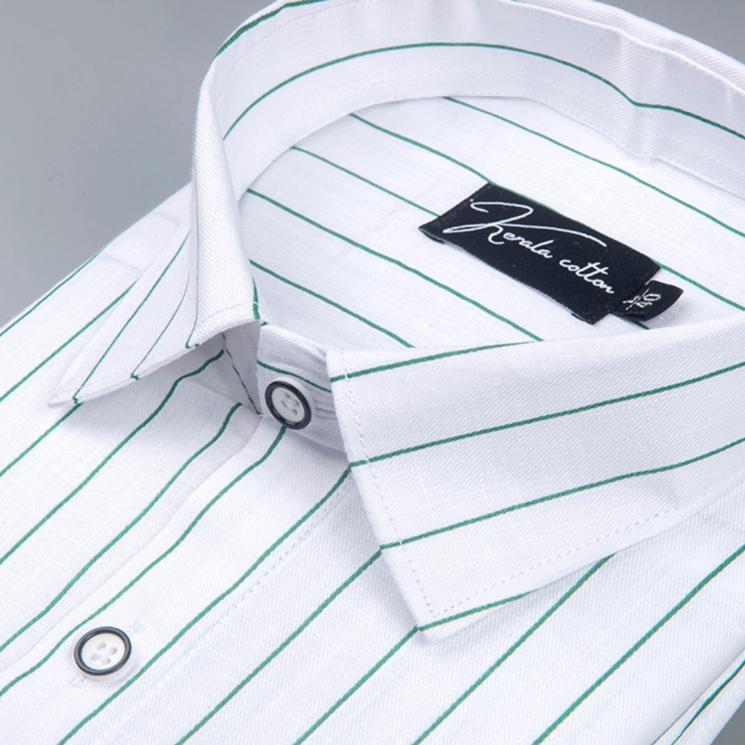 Turkey Linen White with Green Lining Shirts for Men