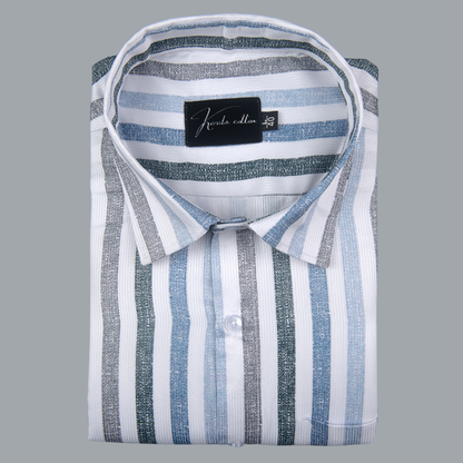 Cord Digital Blue Green Patta Print Shirts for Men
