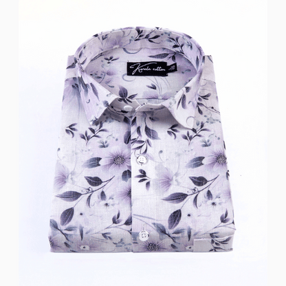 Italian linen lavender With Multicolour Flower Print