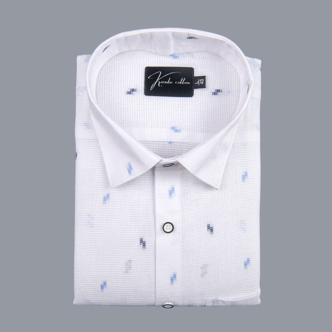 Linen New Butta White with Sky Sparkle Print Shirts