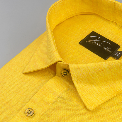 Linen Dark Yellow Colour Shirts for Men