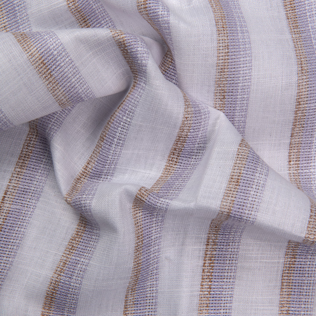 Jute White with Lavender Patta Shirts for Men