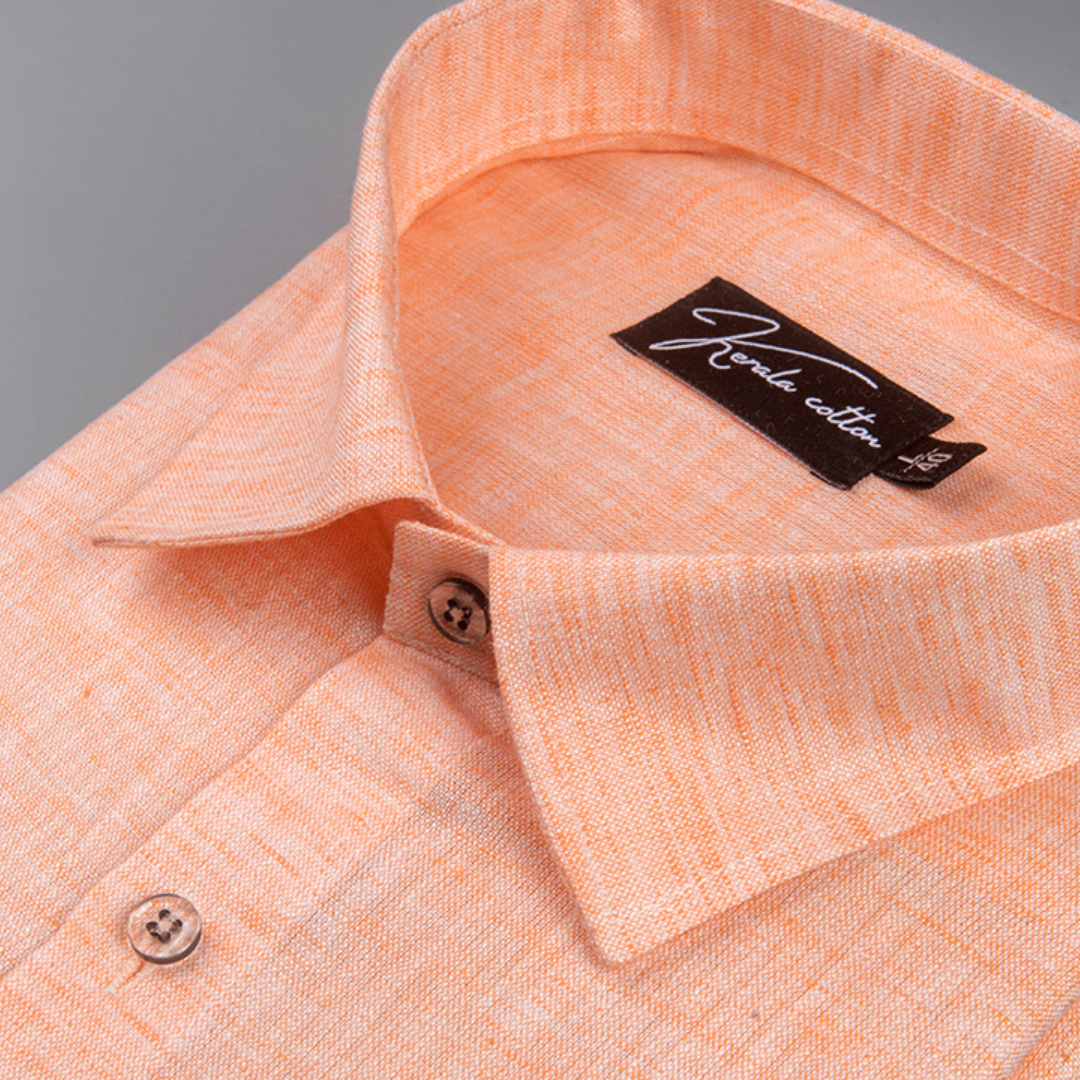 60 Lea Pure Linen Light Orange Colour Shirts for Men