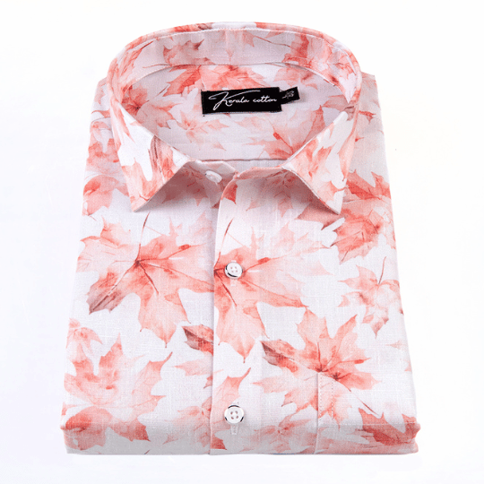 Italian linen White With Ready Orange Batel Print