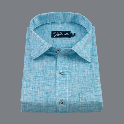 60 Lea Pure Linen Dark Rama Blue Colour Shirts for Men