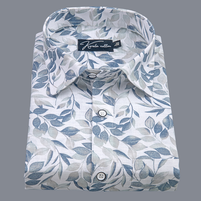 Linen Dark Grey Batel Print Shirts for Men
